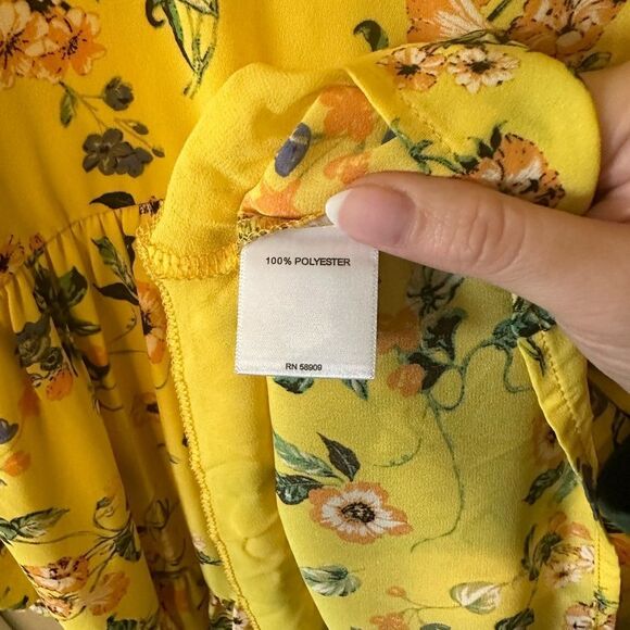 Chelsea & Violet Floral long sleeve Babydoll Dress yellow medium - Picture 7 of 9